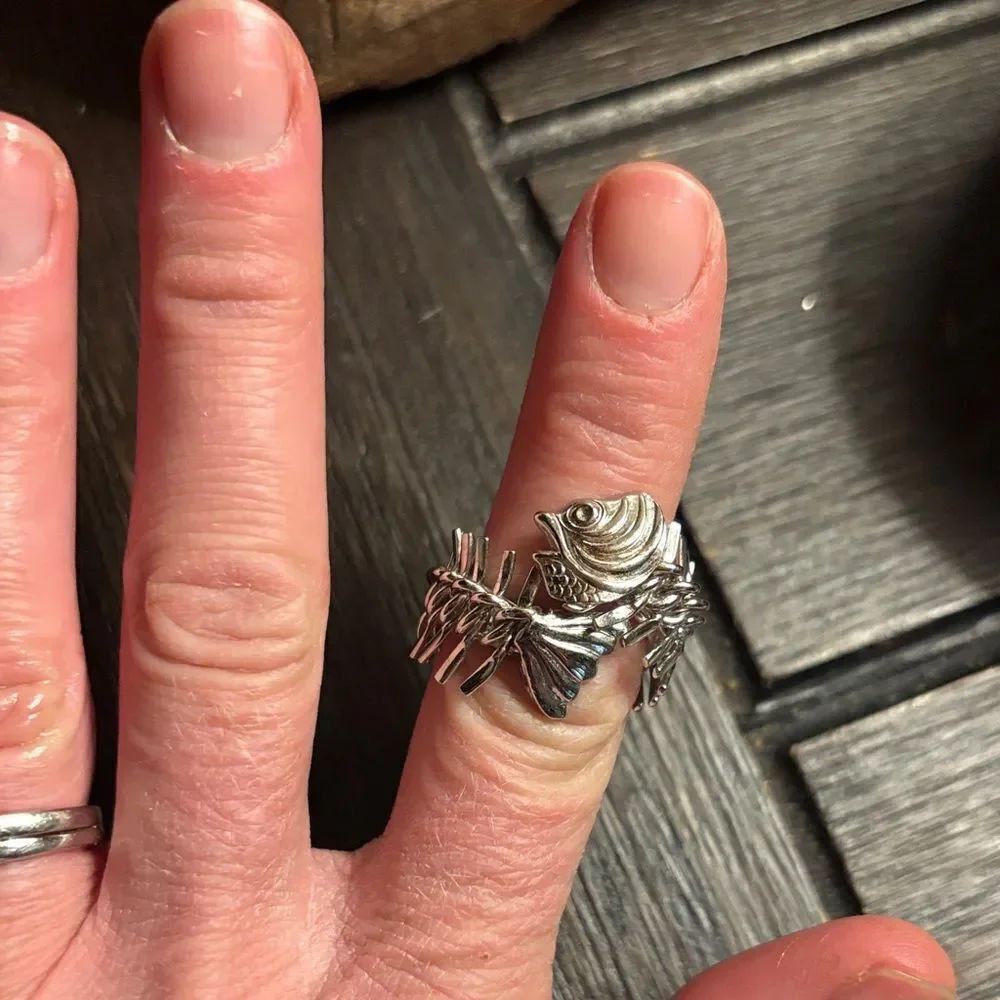 Silver Fish Skeleton Ring